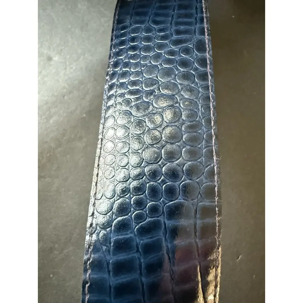 Vintage Astor Alligator Reptile Leather Belt Womens Size 10 Blue Classic Career